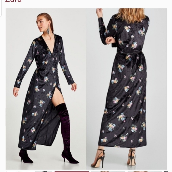 Zara Dresses & Skirts - VELVET FLORAL ZARA DRESS